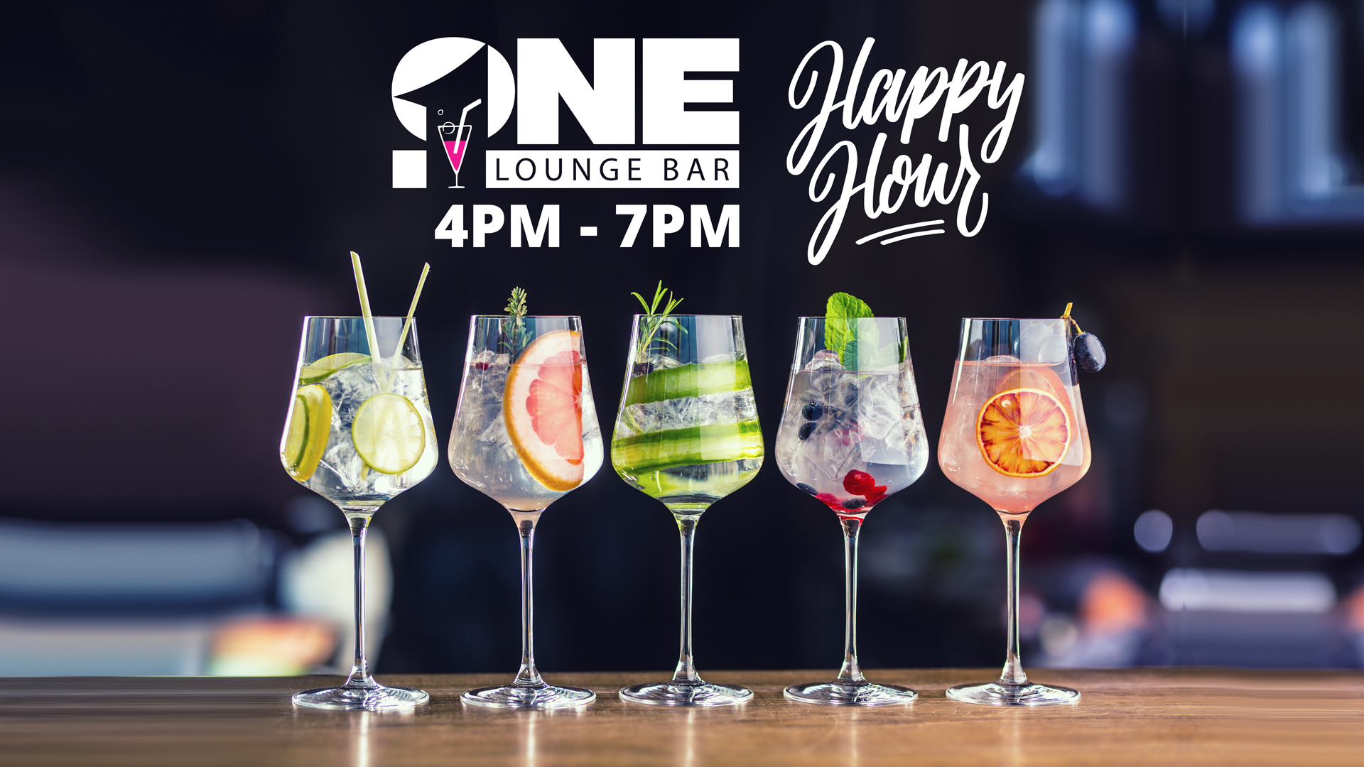 One Lounge Bar happy hour promo flyer