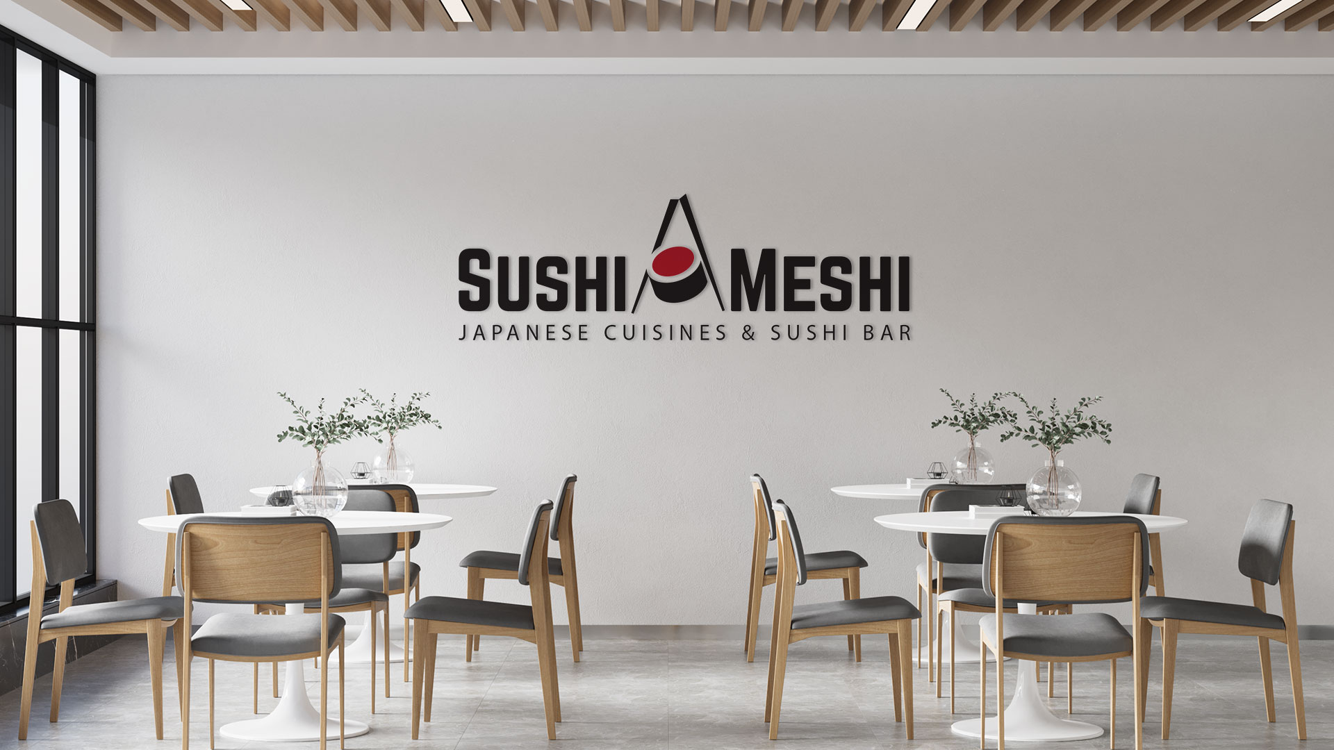 Wall sign in the Sushi Meshi restaurant hall