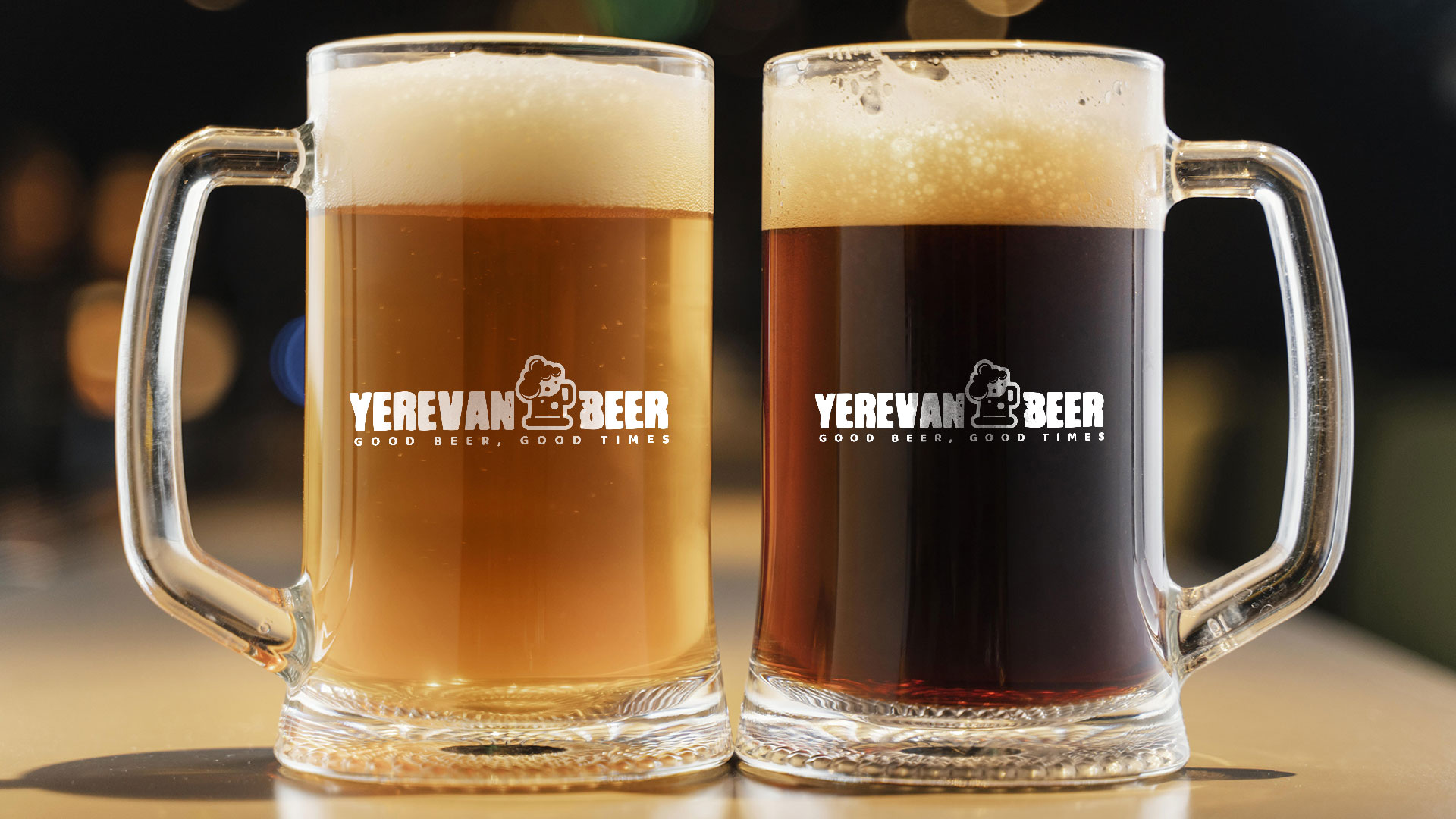 Branded beer mugs for Yerevan Beer
