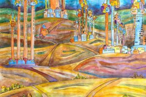 Floral City No. 1 - Part of my Floral City series, painted across fields and hills I explored by bike.