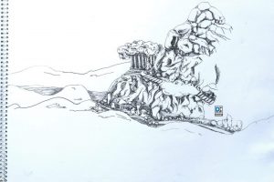 Ancient Temple - Depicting an ancient temple lost amid the mountains.