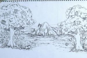 Two Trees - This, like many of my pieces, was painted atop a hill, far away from any towns or villages.