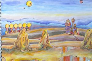 Moon Colony - A lunar settlement on a faraway planet, perhaps in another galaxy.